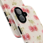 Pink Cherry Pattern Phone Case | Cute Retro Fruit Design