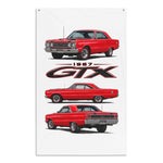 1967 GTX Red Hardtop Banner 34x56 Garage Man Cave Wall Decor Car Guy Gift