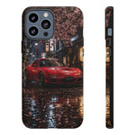 Red FD RX-7 Blossom Alley Tough Phone Case - Rain-Slicked Night