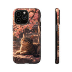 Cherry Blossom Cat Phone Case, Painterly Spring Art Cover