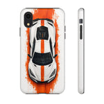 Z06 C8 Phone Case, White Top-Down Painterly Stripe Cover