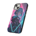Anime Girl Phone Case Teal, Neon Kanji Calm Gradient Tough Cover
