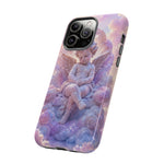 Cherub Cloud Throne Phone Case, Pastel Marble 3D Render Cover