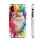 Persian Cat Watercolor Portrait Tough Phone Case - Rainbow