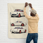 1957 Corvette Fuel Injection White Banner 34x56 Garage Man Cave Wall Decor