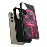 Chrome Lion Phone Case, Neon Grid Katakana Pride Tough Cover