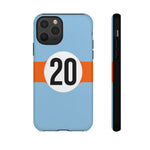 Copy of Blue Orange Number 20 Retro Racing Stripe Tough Phone Case Cover