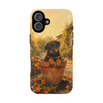 Rottweiler Puppy in Flower Pot Tough Case | Floral Dog Phone Cover