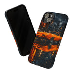 Orange Daytona Phone Case, Rainy City Night Muscle Car Tough Cover