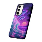 Neon Dolphin Ocean Vaporwave Art Tough Phone Case