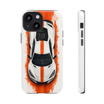 Z06 C8 Phone Case, White Top-Down Painterly Stripe Cover