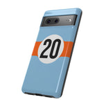 Copy of Blue Orange Number 20 Retro Racing Stripe Tough Phone Case Cover