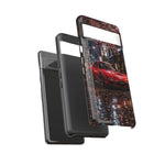 Red FD RX-7 Blossom Alley Tough Phone Case - Rain-Slicked Night
