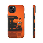 Orange Mustang Art Phone Case, GT500 American Muscle Car Tough Cover for Male