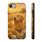Golden Retriever Phone Case Flower Field Tough Cover Gift Art