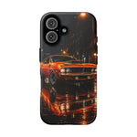 Orange Cuda Phone Case, Rainy City Night Muscle Car Tough Cover