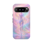 Pastel Aura Phone Case, Swirling Silhouette 3D Cover, Gift