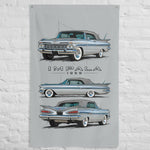 1959 Impala Convertible Silver Banner 34x56 Garage Man Cave Wall Decor Gift