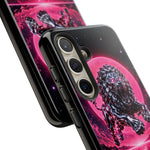 Chrome Lion Phone Case, Neon Grid Katakana Pride Tough Cover