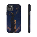 Starry Wizard Cat on Books phone case