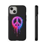 Glitch Peace Sign Phone Case, RGB Melt Digital Art Tough Cover, Gift
