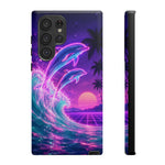 Neon Dolphin Ocean Vaporwave Art Tough Phone Case