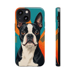 Boston Terrier Pop-Art Portrait Tough Phone Case - Teal Orange