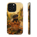 Rottweiler Puppy in Flower Pot Tough Case | Floral Dog Phone Cover