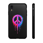 Glitch Peace Sign Phone Case, RGB Melt Digital Art Tough Cover, Gift