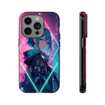 Anime Girl Phone Case Teal, Neon Kanji Calm Gradient Tough Cover