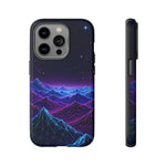 Retro Neon Mountains Phone Case | Vaporwave Galaxy Landscape