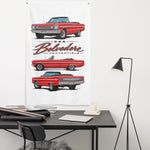 1966 Belvedere Convertible Red Banner 34x56 Garage Man Cave Wall Decor Gift