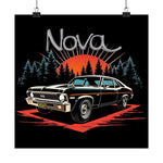 1972 Chevy Nova SS Poster Sunset Forest Retro Muscle Car Art