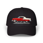 1955 Bel Air Convertible Dad Hat Classic Car Cap Adjustable Strap Red Cream