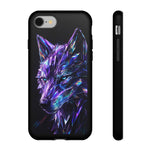 Holographic Wolf Phone Case, Fractured Prism Iridescent Cover