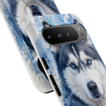 Husky Watercolor Art Tough Phone Case - Icy Blue Dog Portrait