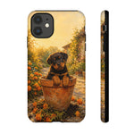 Rottweiler Puppy in Flower Pot Tough Case | Floral Dog Phone Cover