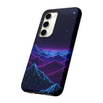 Retro Neon Mountains Phone Case | Vaporwave Galaxy Landscape