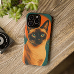 Siamese Cat Retro Halftone Portrait Case - Orange Teal Print