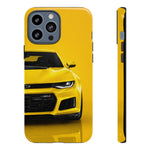 Yellow Camaro Phone Case, ZL1 American Muscle Car Tough Cover for Chevy Owners
