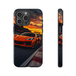Orange C8 Z06 Flat Plane V8 Speed Art Tough Phone Case