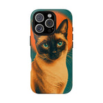 Siamese Cat Retro Halftone Portrait Case - Orange Teal Print