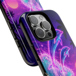 Neon Dolphin Ocean Vaporwave Art Tough Phone Case