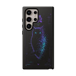 Glitch Owl Silhouette Art Tough Phone Case - Violet Teal