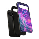 Neon Dolphin Ocean Vaporwave Art Tough Phone Case