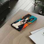 Boston Terrier Pop-Art Portrait Tough Phone Case - Teal Orange