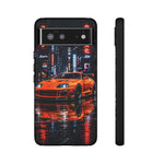 Orange Supra Phone Case, Neon City Night JDM Sports Car Tough Cover