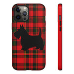 Scottish Terrier Silhouette Plaid Art Tough Phone Case