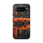 Orange Daytona Phone Case, Rainy City Night Muscle Car Tough Cover