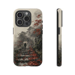 Autumn Temple Steps phone case | Japanese watercolor landscape cover